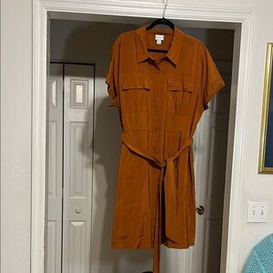 Burnt Orange Shirt Dress